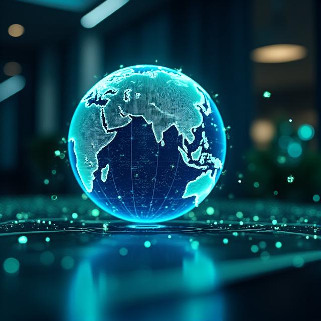 デジタル地球儀とルート解析のイメージ